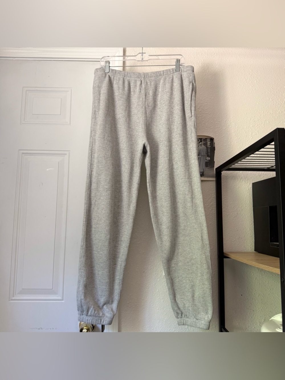 RE/DONE Hanes heather grey cotton knit‎ straight leg cropped sweat jogger pants